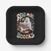 Niedlich Ghost Read More Books Lehrerin Halloween Pappteller (Vorderseite)
