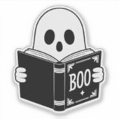 Niedlich Ghost Reading "Boo" - Funny Spooky Book C Aufkleber (Vorderseite)