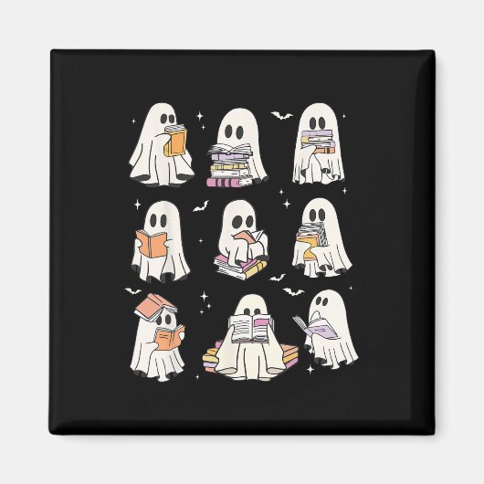Niedlich Ghost Reading Book Lovers Halloween Funny Magnet (Vorne)