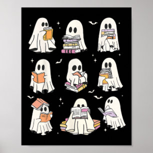 Niedlich Ghost Reading Book Lovers Halloween Funny Poster
