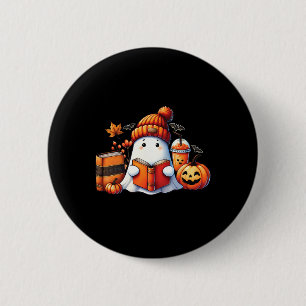 Niedlich Ghost Reading Book Lovers Halloween Ghost Button