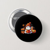 Niedlich Ghost Reading Book Lovers Halloween Ghost Button (Vorne & Hinten)