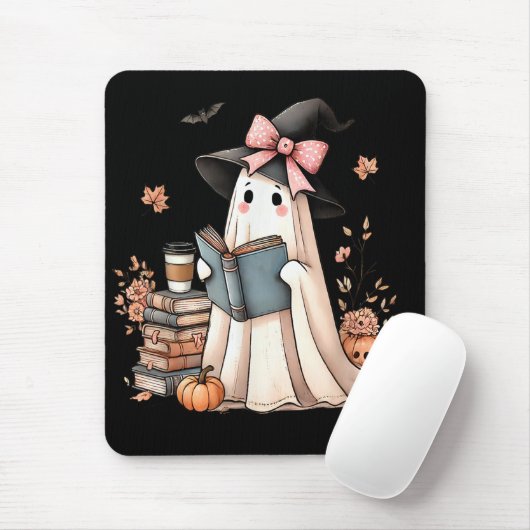 Niedlich Ghost Reading Book Lovers Halloween Ghost Mousepad (Mit Mouse)