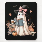 Niedlich Ghost Reading Book Lovers Halloween Ghost Mousepad (Vorne)