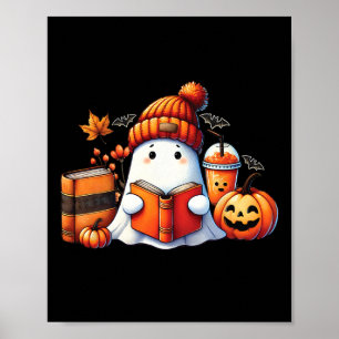 Niedlich Ghost Reading Book Lovers Halloween Ghost Poster