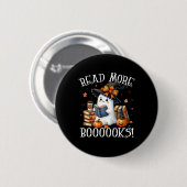 Niedlich Ghost Reading Book Lovers Halloween Lesen Button (Vorne & Hinten)