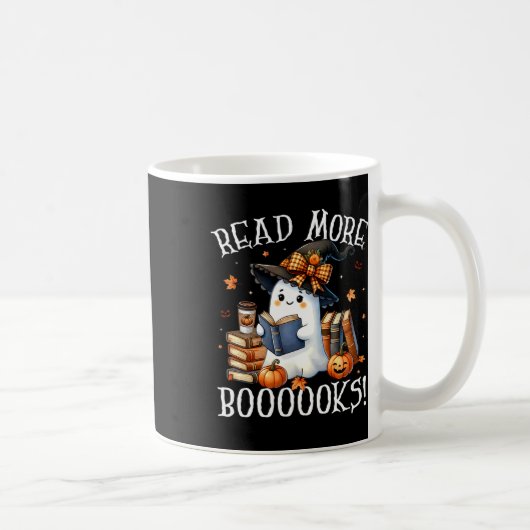 Niedlich Ghost Reading Book Lovers Halloween Lesen Kaffeetasse (Rechts)