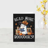 Niedlich Ghost Reading Book Lovers Halloween Lesen Karte (Gelbe Blume)