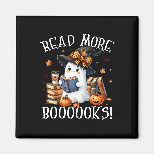 Niedlich Ghost Reading Book Lovers Halloween Lesen Magnet (Vorne)