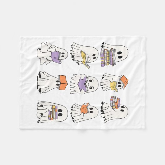 Niedlich Ghost Reading Books Funny Halloween Books Fleecedecke (Vorderseite (Horizontal))