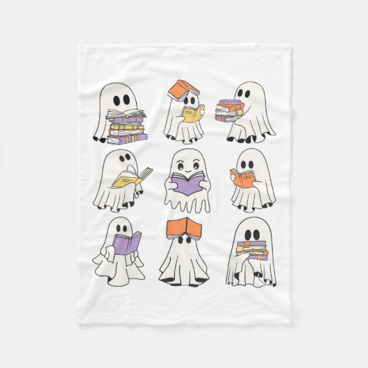 Niedlich Ghost Reading Books Funny Halloween Books Fleecedecke (Vorderseite)