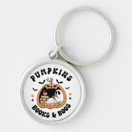 Niedlich Ghost Reading Pumpkins Bücher und Books Schlüsselanhänger