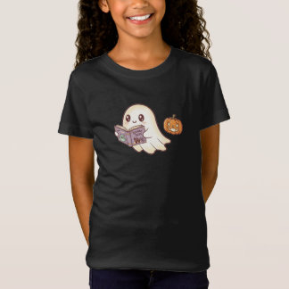 Niedlich Ghost Reading Spooky Book Halloween Carto T-Shirt