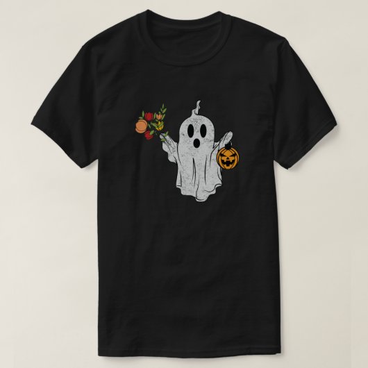 Niedlich Ghost Romantic Floral Pumpkin T-Shirt (Design vorne)