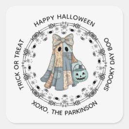 Niedlich Ghost Round Sticker - Happy Halloween Des