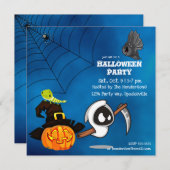 Niedlich Ghost Sensenmann und Jack-o-Laterne Hallo Einladung (Vorne/Hinten)