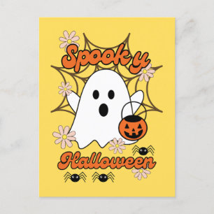 Niedlich Ghost Spider Web Spooky Halloween Postkarte