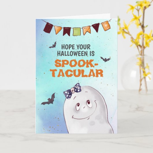 Niedlich Ghost Spooktacular Halloween Karte (Gelbe Blume)