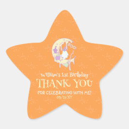 Niedlich Ghost Spooky ein erstes Geburtstagshaus Stern-Aufkleber