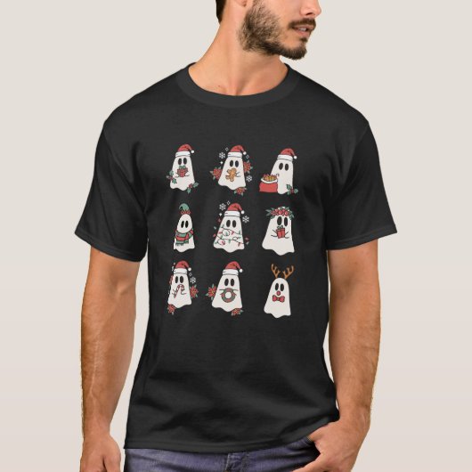 Niedlich Ghost Spooky Weihnachts-Weihnachtsmannmüt T-Shirt (Vorderseite)