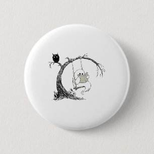 Niedlich Ghost SwingReading Book Halloween Ghost C Button