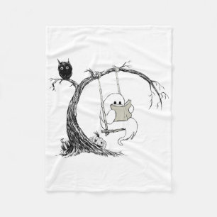 Niedlich Ghost SwingReading Book Halloween Ghost C Fleecedecke
