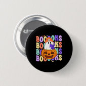 Niedlich Ghost Teacher Halloween Librarian lesen M Button (Vorne & Hinten)