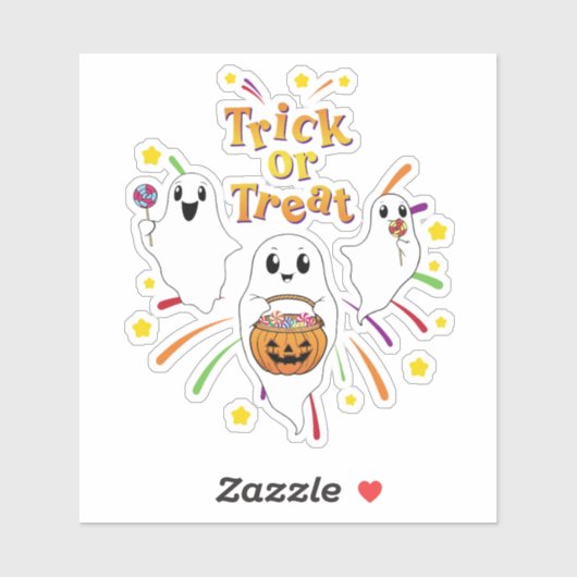 Niedlich Ghost Trick oder Treat Cartoon Modernes H Aufkleber (Blatt)