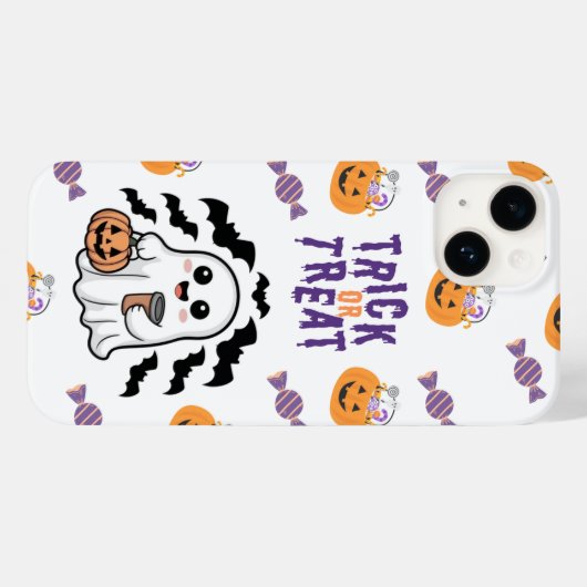 Niedlich Ghost Trick oder Treat Halloween iPhone C Case-Mate iPhone Hülle (Rückseite (Horizontal))