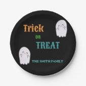 Niedlich Ghost Trick oder Treat Halloween Pappteller (Vorderseite)