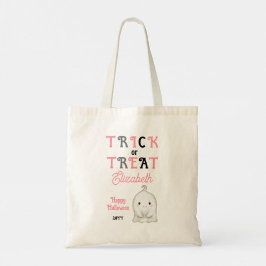Niedlich Ghost Trick oder Treat Halloween Tragetasche (Rückseite)