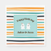 Niedlich Ghost Twins Stripe Halloween Geburtstag g Serviette (Vorderseite)