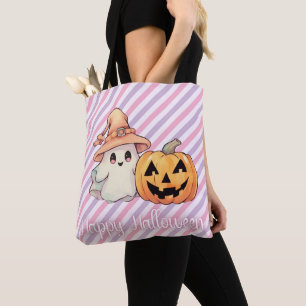 Niedlich Ghost und Jack-O' Lantern Happy Halloween Tasche
