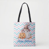 Niedlich Ghost und Jack-O' Lantern Happy Halloween Tasche (Vorderseite)