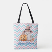 Niedlich Ghost und Jack-O' Lantern Happy Halloween Tasche (Rückseite)