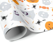 Niedlich Ghost und Pumpkin Halloween Geschenkpapier (Rolleneckpunkt)
