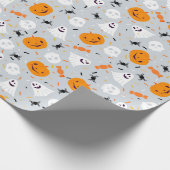 Niedlich Ghost und Pumpkin Halloween Geschenkpapier (Ecke)