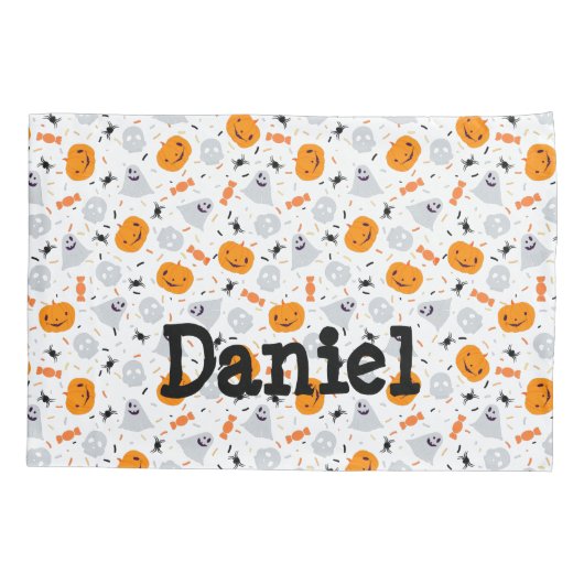 Niedlich Ghost und Pumpkin Halloween Kissenbezug (Rückseite)