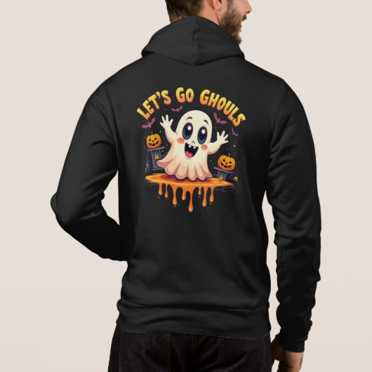 Niedlich Ghost und Pumpkin "Happy Halloween" Huddy Hoodie (Rückseite)