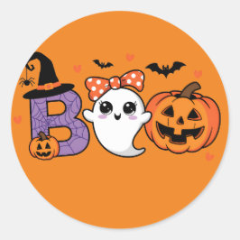 Niedlich Ghost und Pumpkin-Sticker Runder Aufkleber