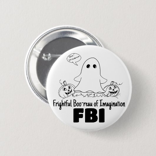 Niedlich Ghost Undercover FBI Halloween Button (Vorne & Hinten)