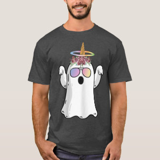Niedlich Ghost Unicorn Blume Krone Sonnenbrille ge T-Shirt