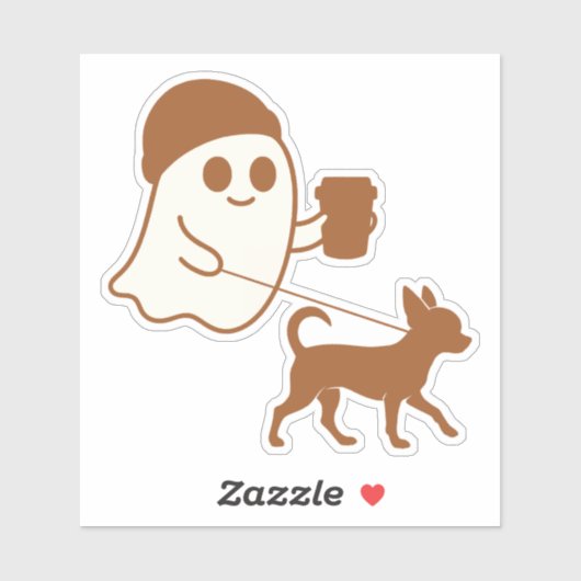 Niedlich Ghost Walking Chihuahua Aufkleber (Blatt)