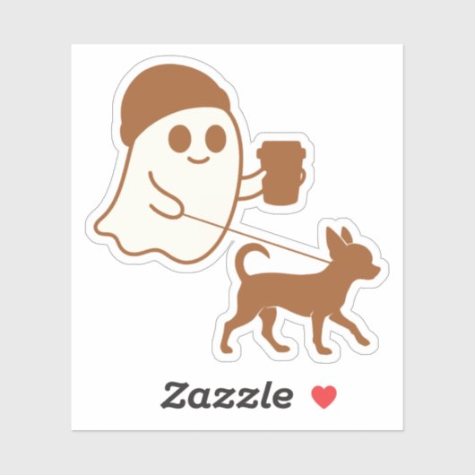Niedlich Ghost Walking Chihuahua Aufkleber (Blatt)