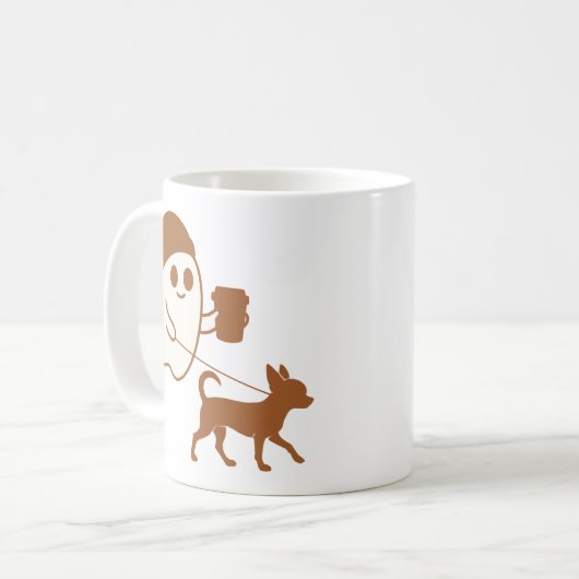 Niedlich Ghost Walking Chihuahua Kaffeetasse (Vorderseite Links)