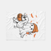 Niedlich Ghost Walking Dog Coquette Bow Halloween Fleecedecke (Vorderseite (Horizontal))
