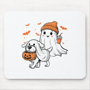 Niedlich Ghost Walking Dog Coquette Bow Halloween Mousepad