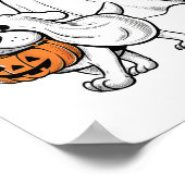 Niedlich Ghost Walking Dog Coquette Bow Halloween  Poster (Ecke)