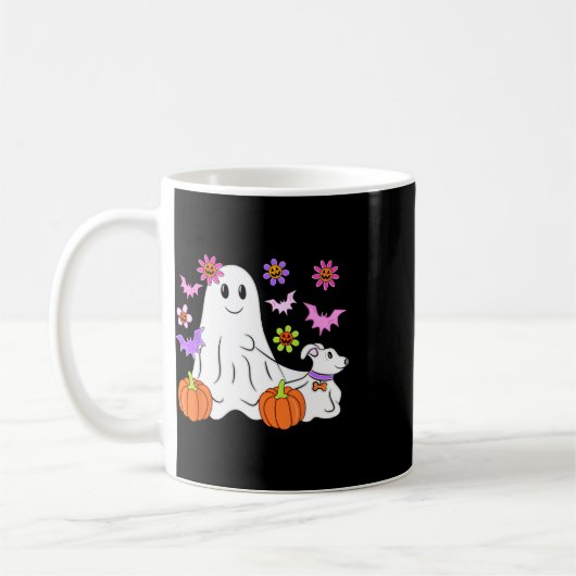 Niedlich Ghost Walking Dog Floral Pumpkin Pet Love Kaffeetasse (Links)