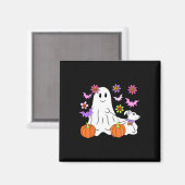 Niedlich Ghost Walking Dog Floral Pumpkin Pet Love Magnet (Vorderseite/Rückseite)